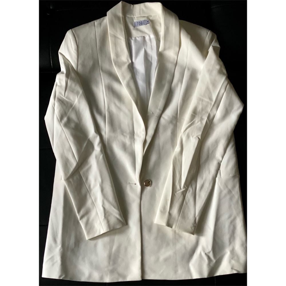 Off-White Long-Sleeves One-Button Blazer Jacket